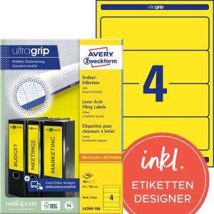 Zweckform L4769-100 400ST Ordneretikett 61x192mm gelb