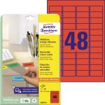 Zweckform L6038-20 Etiketten - 45,7 x 21,2 mm, rot, 960...