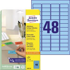 Zweckform L6039-20 Etiketten - 45,7 x 21,2 mm, blau, 960 Etiketten/20 Blatt, wiederablösbar