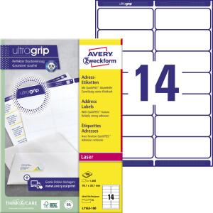 Zweckform L7163-100 Adress-Etiketten - 99,1 x 38,1 mm, weiß, 1.400 Etiketten/100 Blatt, permanent, für DIN lang Kuverts
