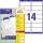 Zweckform L7163-100 Adress-Etiketten - 99,1 x 38,1 mm, weiß, 1.400 Etiketten/100 Blatt, permanent, für DIN lang Kuverts