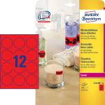 Zweckform L7670R-25 Etiketten in Sonderfarben, Ø 63,5 mm, 25 Blatt/300 Etiketten, neonrot