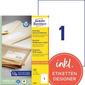Zweckform LR3478 100St Universaletikett 210x297 weiß