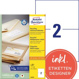 Zweckform LR3655 200St Universaletikett 210x148 weiß
