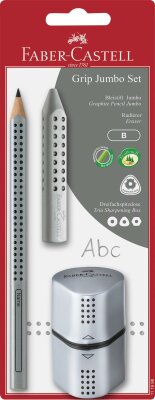 Faber Castell Bleistift Grip Jumbo B silber Rad+Spitzer