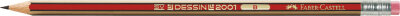 Faber Castell Bleistift Dessin 2001 B rot-gold mit Gummitip
