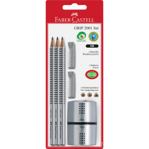Faber Castell Bleistift Grip 2001 HB silber Rad+Spitzer