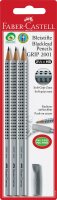 Faber Castell Bleistift Grip 2001 HB silber 3er mit Radierer
