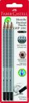 Faber Castell Bleistift Grip 2001 mit Gummitip HB silber 3er