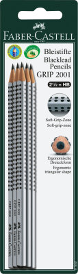 Faber Castell Bleistift Grip 2001 HB silber 6er