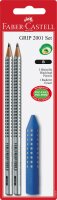 Faber Castell Bleistift Grip 2001 B silber mit Radierer