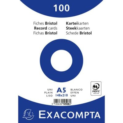 Exacompta Karteikarten A5 bla 100St/Pkg weiss