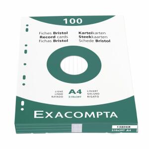 Exacompta Karteikarten A4 liniert weiss 100St