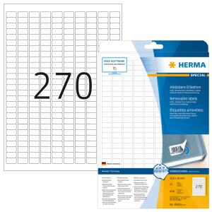 Herma Etiketten ablösbar 17,8 x 10 mm weiss 25 Bl 6750 Etik. LaserInkCopy
