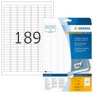 Herma Etiketten ablösbar 25,4 x 10 mm weiss 25 Bl 4725 Etik. LaserInkCopy