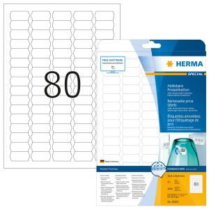 Herma Preisetiketten ablösbar 35,6 x 16,9 mm weiss 25 Bl 2000 Etik. LaserInkCopy