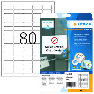 Herma Etiketten ablösbar 35,6 x 16,9 mm weiss 25 Bl 2000 Etik. LaserInkCopy