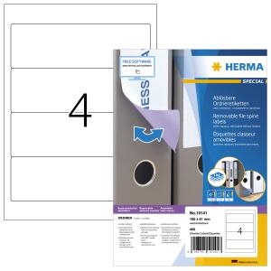 Herma Ordnerrückenschilder ablösbar 192 x 61 mm weiss 100 Bl 400 Etik. LaserInkCopy