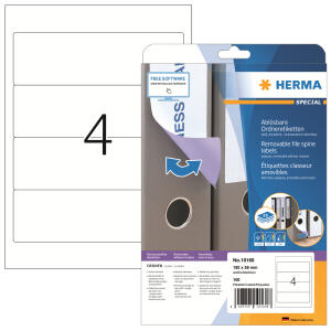 Herma Ordnerrückenschilder ablösbar 192 x 59 mm weiss 25 Bl 100 Etik.