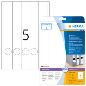 Herma Ordnerrückenschilder ablösbar 297 x 38 mm weiss 25 Bl 125 Etik.