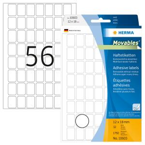 Herma Vielzwecketiketten ablösbar 12 x 18 mm weiss 24 Bl 1344 Etik. Handbeschriftung