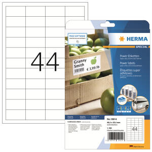 Herma Etiketten Power stark haftend 48,3 x 25,4 mm weiss 25 Bl 1100 Etik. LaserInkCopy