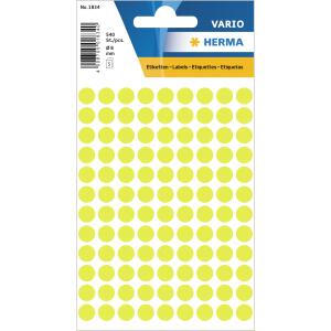 HERMA Markierungspunkt VARIO 8mm Papier leuchtgelb 540 Etik./Pack.
