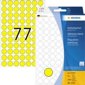 Herma Farbpunkte permanent haftend Ø 13 mm gelb 2464 Etik. Handbeschriftung