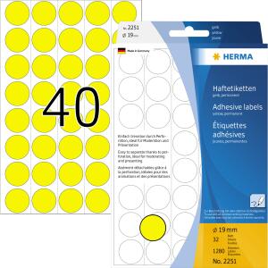 Herma Farbpunkte permanent haftend Ø 19 mm gelb 1280 Etik. Handbeschriftung