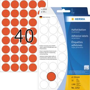 Herma Farbpunkte permanent haftend Ø 19 mm rot 1280 Etik. Handbeschriftung