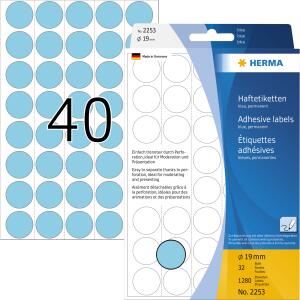 Herma Farbpunkte permanent haftend Ø 19 mm blau 1280 Etik. Handbeschriftung
