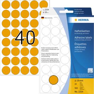 Herma Farbpunkte permanent haftend Ø 19 mm leuchtorange 960 Etik. Handbeschriftung