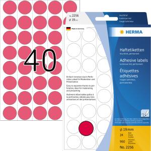Herma Farbpunkte permanent haftend Ø 19 mm leuchtrot 960 Etik. Handbeschriftung