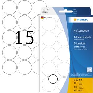 Herma Farbpunkte permanent haftend Ø 32 mm weiss 480 Etik. Handbeschriftung