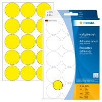 Herma Farbpunkte permanent haftend Ø 32 mm gelb 480 Etik. Handbeschriftung