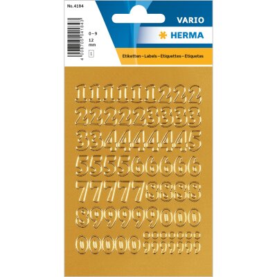 Herma Zahlen 0 - 9 12 mm Prismaticfolie gold 1 Bl