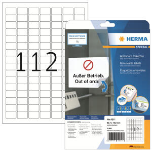Herma Etiketten ablösbar 25,4 x 16,9 mm weiss 25 Bl 2800 Etik.