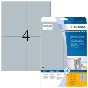 Herma Etiketten Typenschild stark haftend 105 x 148 mm wetterfest silber 25 Bl 100 Etik. LaserCopy