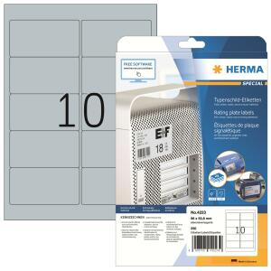 Herma Etiketten Typenschild stark haftend 96 x 50,8 mm wetterfest silber 25 Bl 250 Etik. LaserCopy