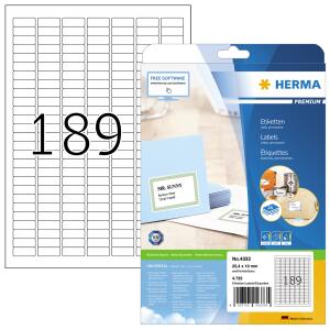 Herma Etiketten permanent 25,4 x 10 mm weiss PREMIUM 25 Bl 4725 Etik.