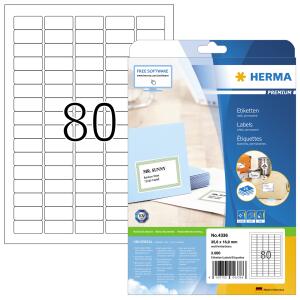 Herma Etiketten permanent haftend 35,6 x 16,9 mm weiss PREMIUM 25 Bl 2000 Etik. LaserInkCopy