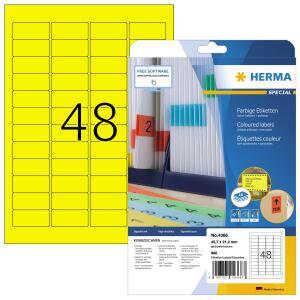 Herma Etiketten ablösbar 45,7 x 21,2 mm gelb 20 Bl 960 Etik. LaserInkCopy