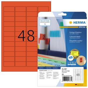 Herma Etiketten ablösbar 45,7 x 21,2 mm rot 20 Bl 960 Etik. LaserInkCopy