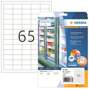 Herma Tiefkühletiketten permanent haftend 38,1 x 21,2 mm weiss 25 Bl 1625 Etik. LaserInkCopy