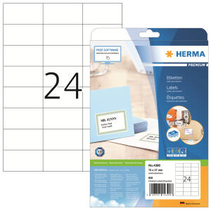 Herma Etiketten permanent haftend 70 x 37 mm weiss PREMIUM 25 Bl 600 Etik. LaserInkCopy