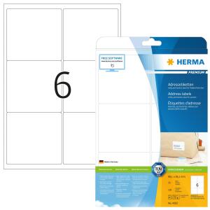 Herma Etiketten für Adressen permanent haftend 99,1 x 93,1 mm weiss 25 Bl 150 Etik. LaserInkCopy