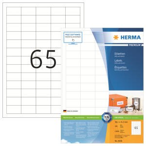 Herma Etiketten permanent haftend 38,1 x 21,2 mm weiss PREMIUM 200 Bl 16000 Etik. LaserInkCopy