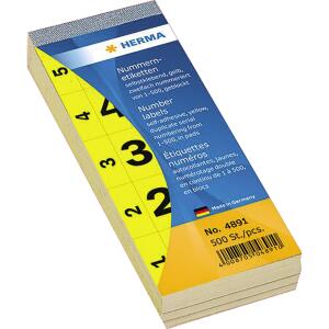 Herma Nummern 2-fach 1 - 500 28 x 56 mm selbstklebend gelb
