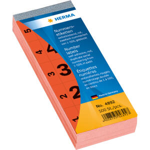 Herma Nummern 2-fach 1 - 500 28 x 56 mm selbstklebend rot