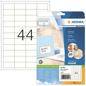 Herma Etiketten permanent haftend 48,3 x 25,4 mm weiss PREMIUM 25 Bl 1100 Etik. LaserInkCopy